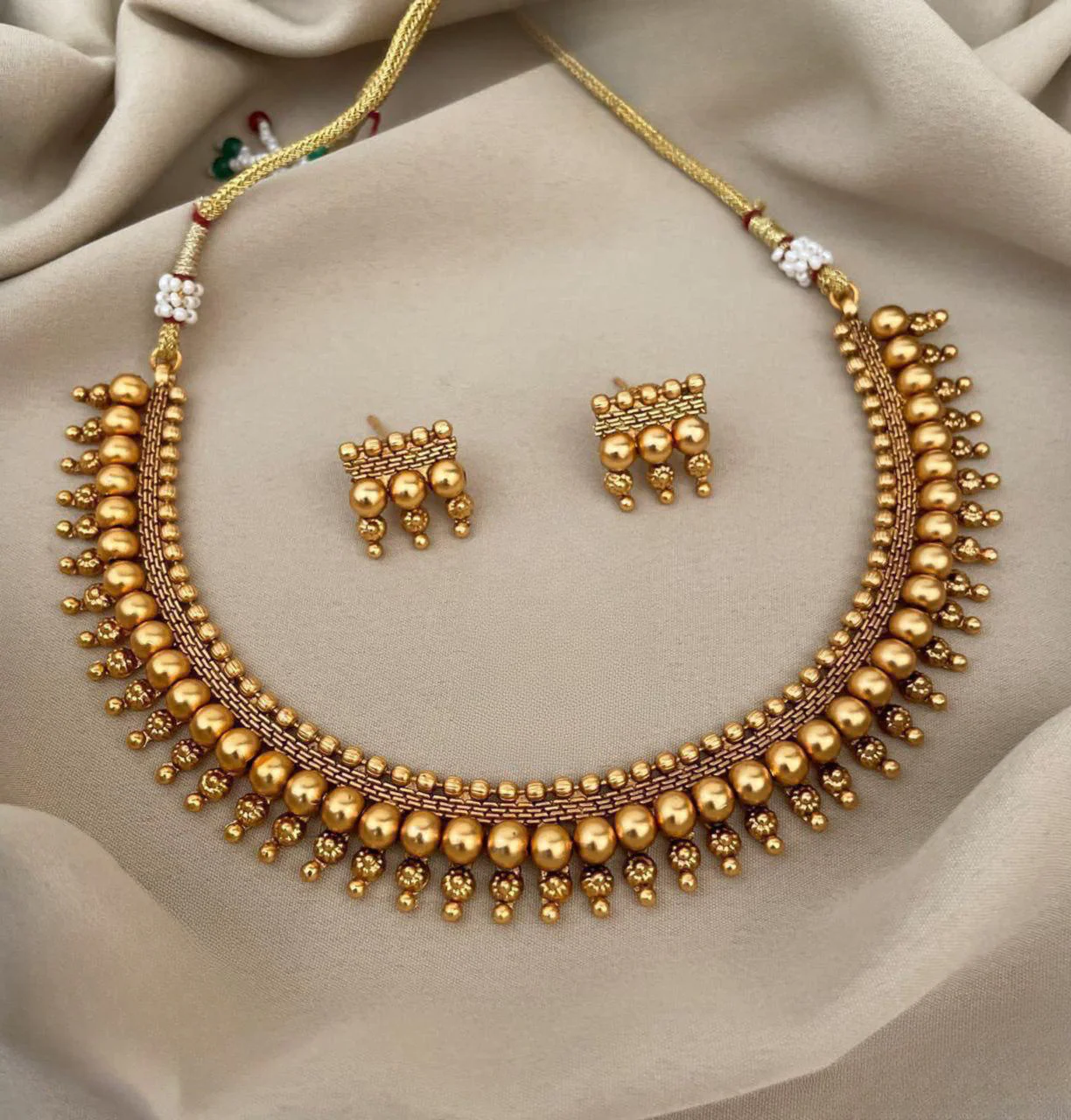 Gold plated Temple Necklace - Earring Set
