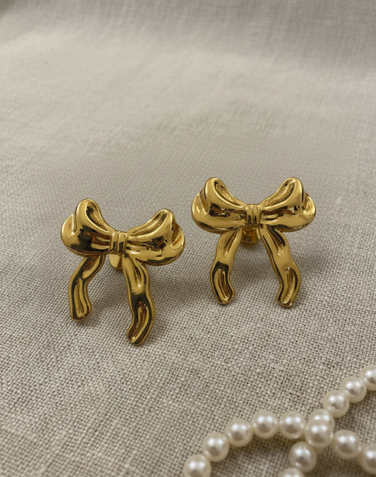 Elegant Gold-Plated Bow Earrings