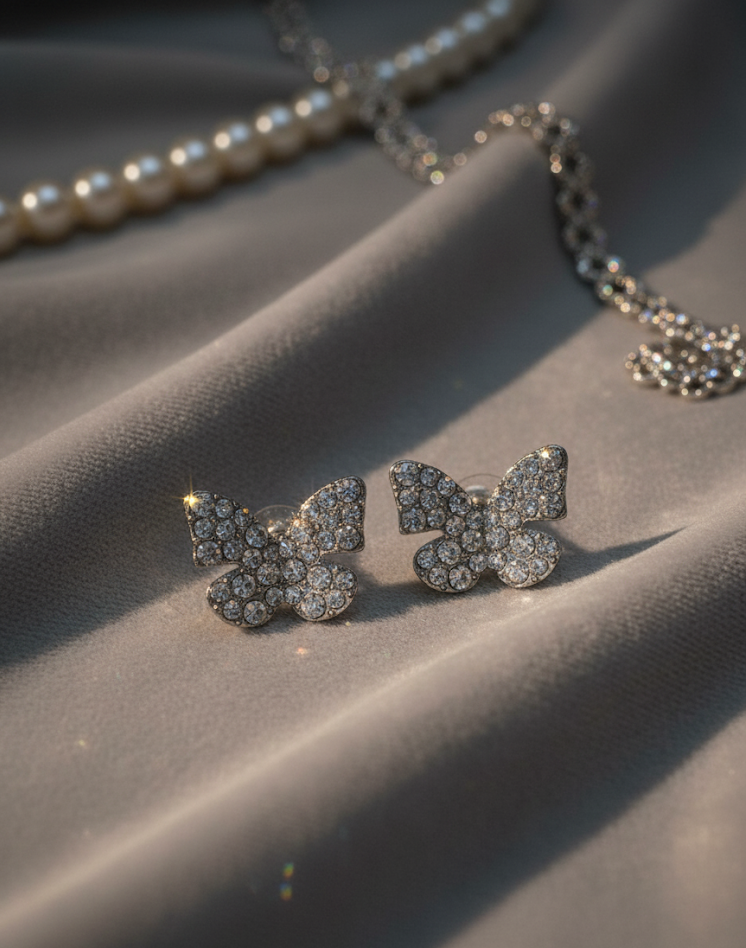 Dainty Silver Butterfly Studs